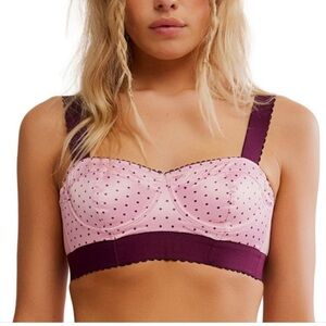 Free People Intimately Viva La Underwire Longline Dots Pink Women Bra Sz XS NWT